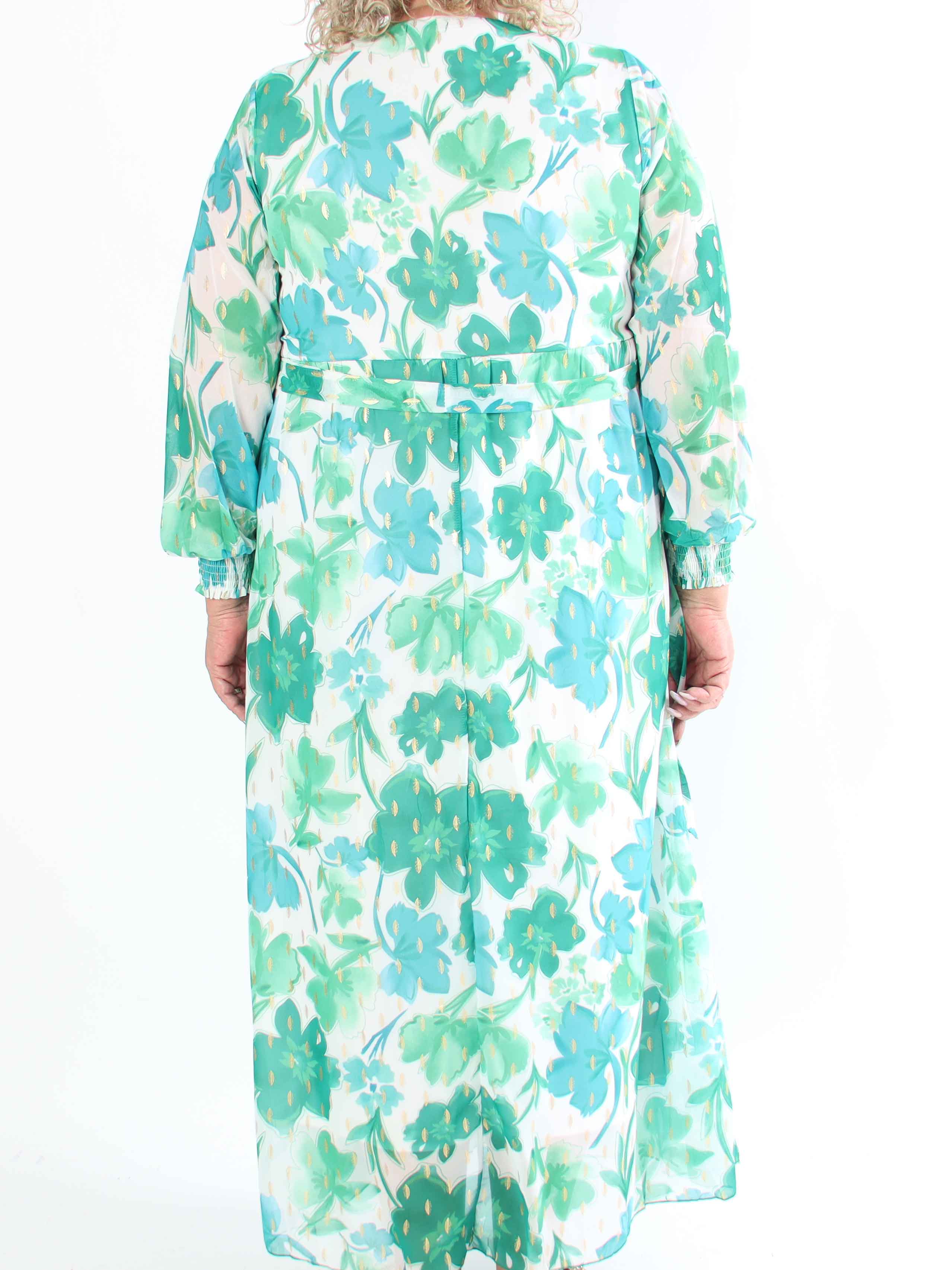 Mika - Söt plus size sommarklänning i chiffong med guldnitar